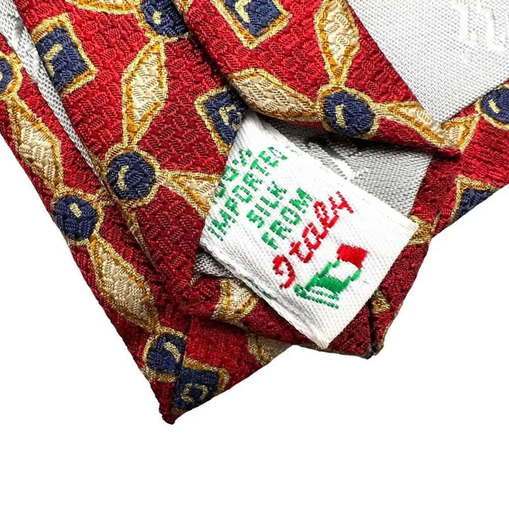 X'andrini 100% Silk Dress Tie Made in USA Vintage Geometric Print‎ 58